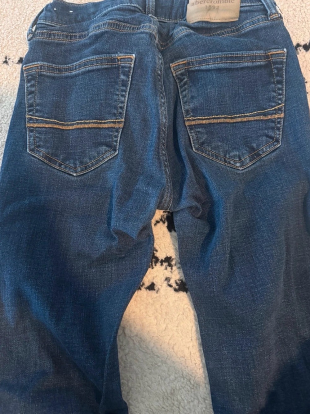 abercrombie kids dark blue denim jeans with contrast stitching